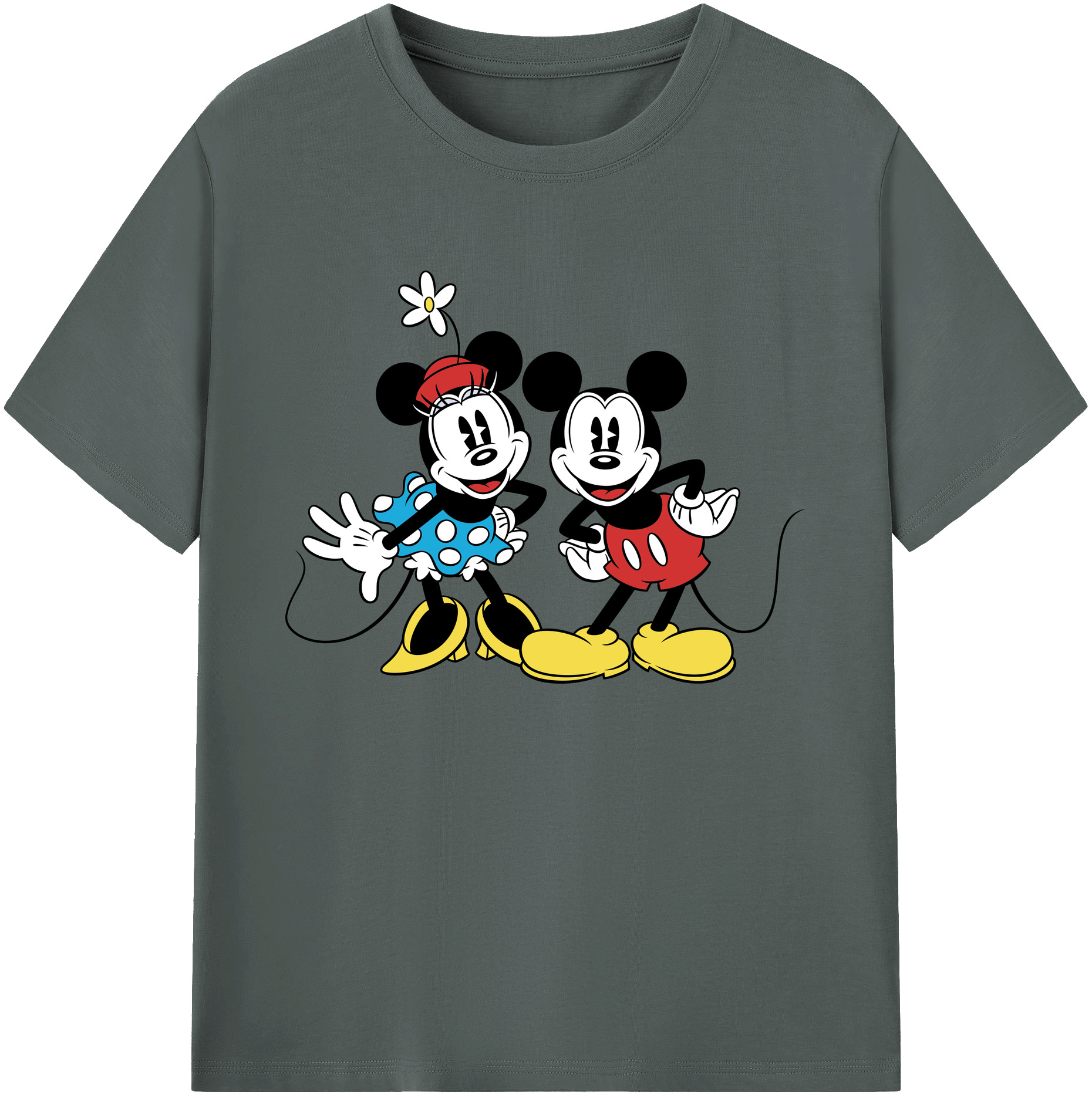 ミッキーマウス Mickey Mouse 綿100％ メンズ半袖Tシャツ｜肌触りやわらか＆通気性